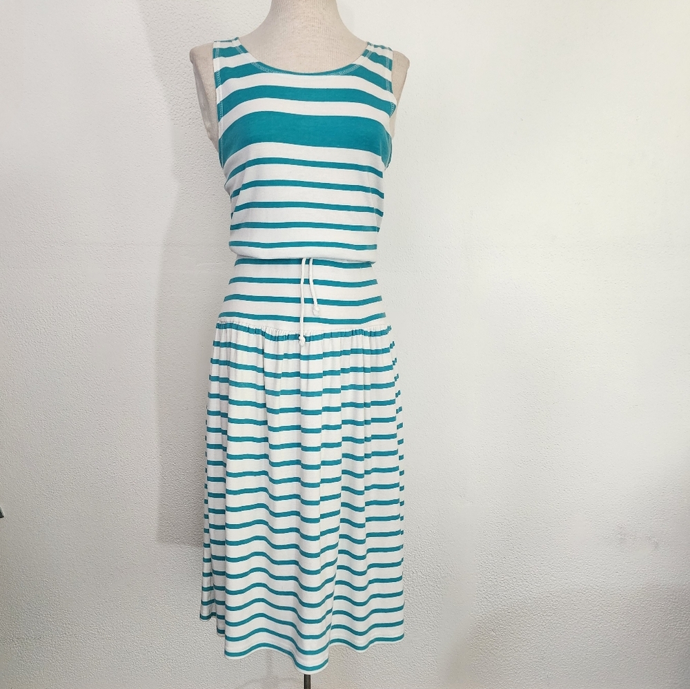 TraVerse Dress Striped Sleeveless Cotton Poly Blend Sundress Green Size M - Picture 13 of 14